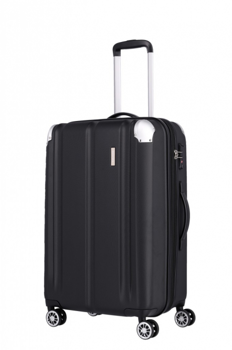 Set trolere Travelite CITY 4 roti L extensibil/M extensibil/S - Negru cu colturi din aluminiu  [17]