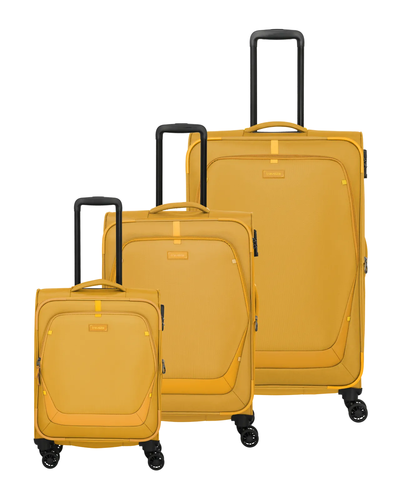 Travelite Set valize Umbria cu 4 roți, 3 piese, cu pliuri extensibile,Galben [1]