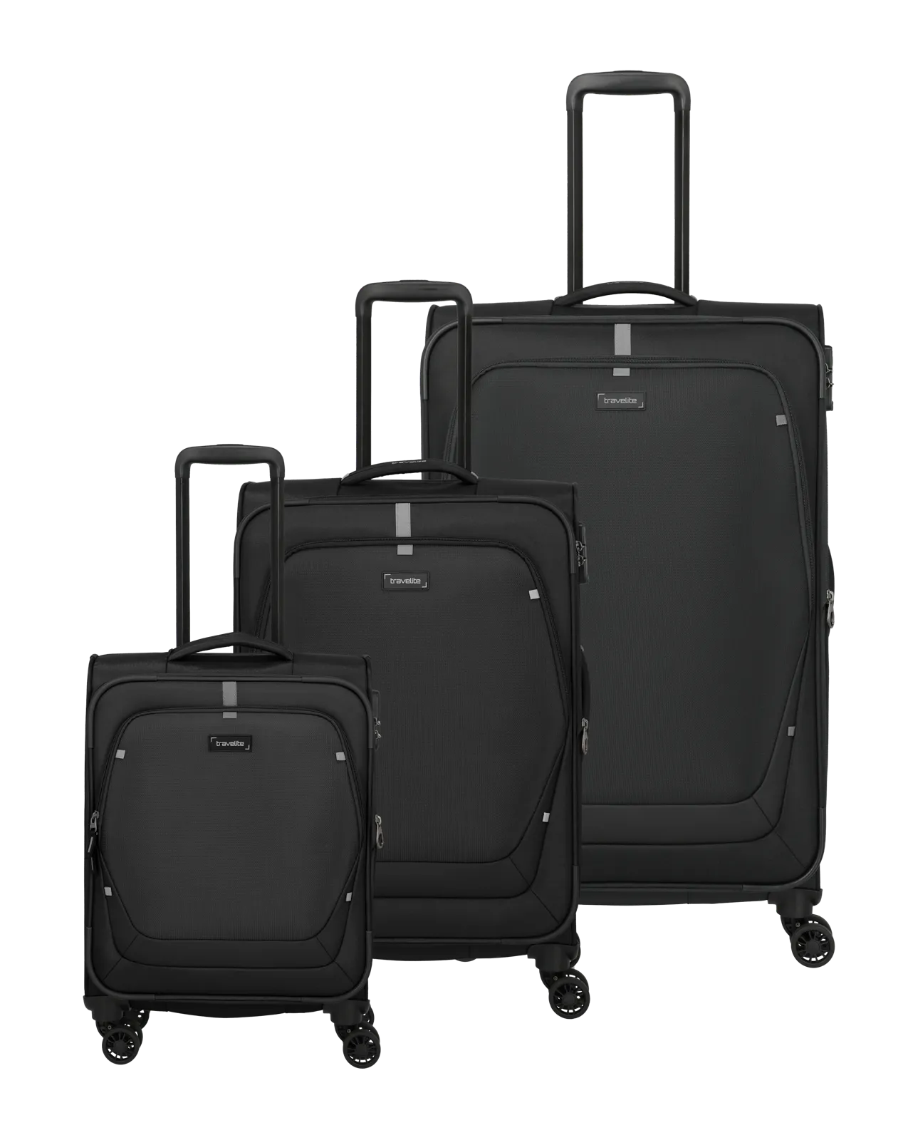 Travelite Set valize Umbria cu 4 roți, 3 piese, cu pliuri extensibile,Negru [1]