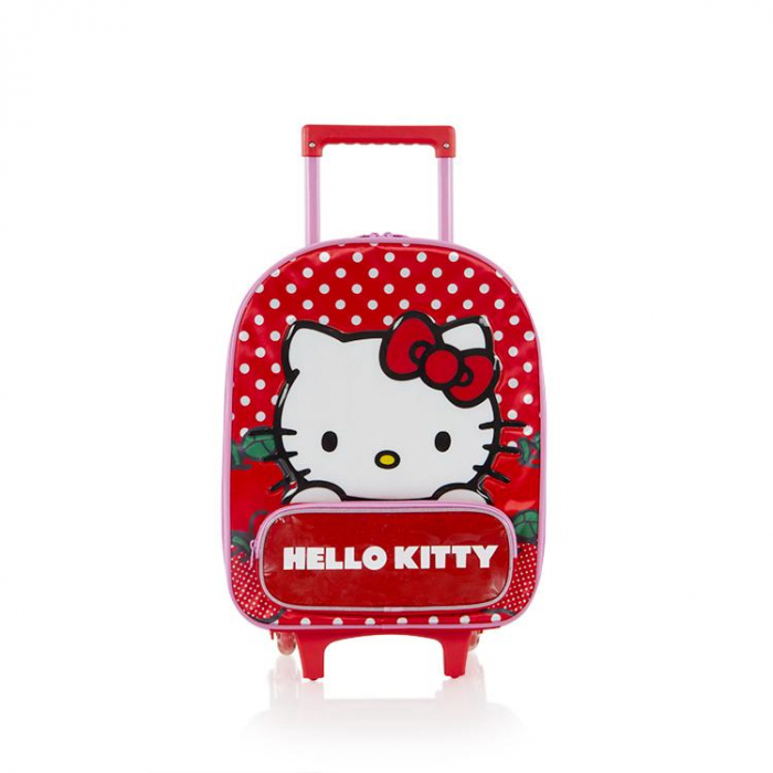 Troler copii Hello Kitty 46 cm 2 roti - material textil - Rosu cu buline [1]