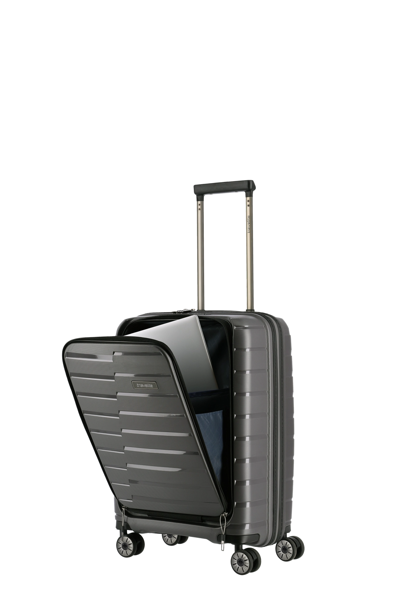 Troler de cabina ( S) 55 x 39 x 23 cm, Travelite Air Base cu buzunar frontal pentru laptop,Antracit [3]