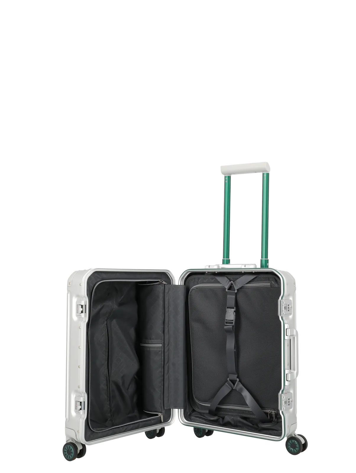 Troler de cabina(S) Travelite NEXT 55x39x22 cm, Aluminiu, Argintiu-Verde,Ediţie specială [10]