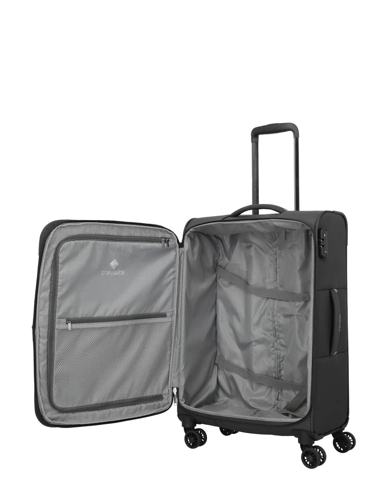 Troler de cala mediu(M) Travelite Umbria cu pliuri extensibile,Negru [5]