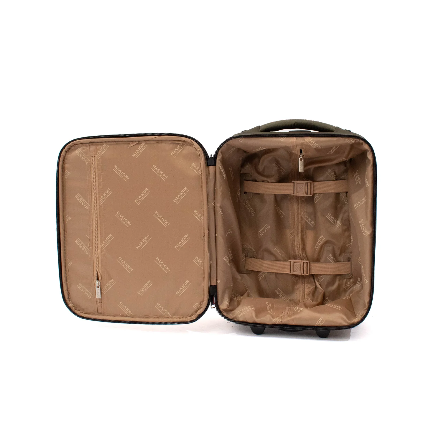 Troler Ella Icon Shadow cu 2 roti, Textil, 40x30x20 cm, Kaki [4]