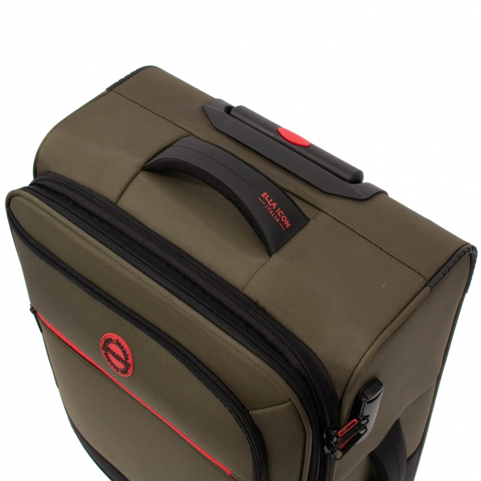 Troler Ella Icon Shadow cu 4 roti duble, Textil, 67x41x25 cm, Kaki [6]