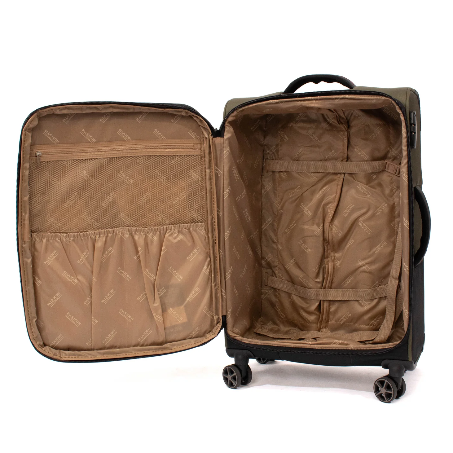 Troler Ella Icon Shadow cu 4 roti duble, Textil, 67x41x25 cm, Kaki [8]