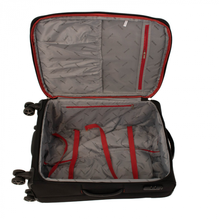 Troler de cala mare(L) Lamonza Smiley 79x46x28 cm, 3.8 kg, expandabil 30%, negru/rosu [11]