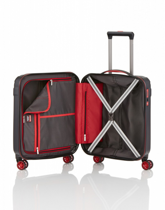 Troler TRAVELITE Vector,  55 x 40 x 20 cm, extensibil, 4 roti spinner Negru/Rosu [5]