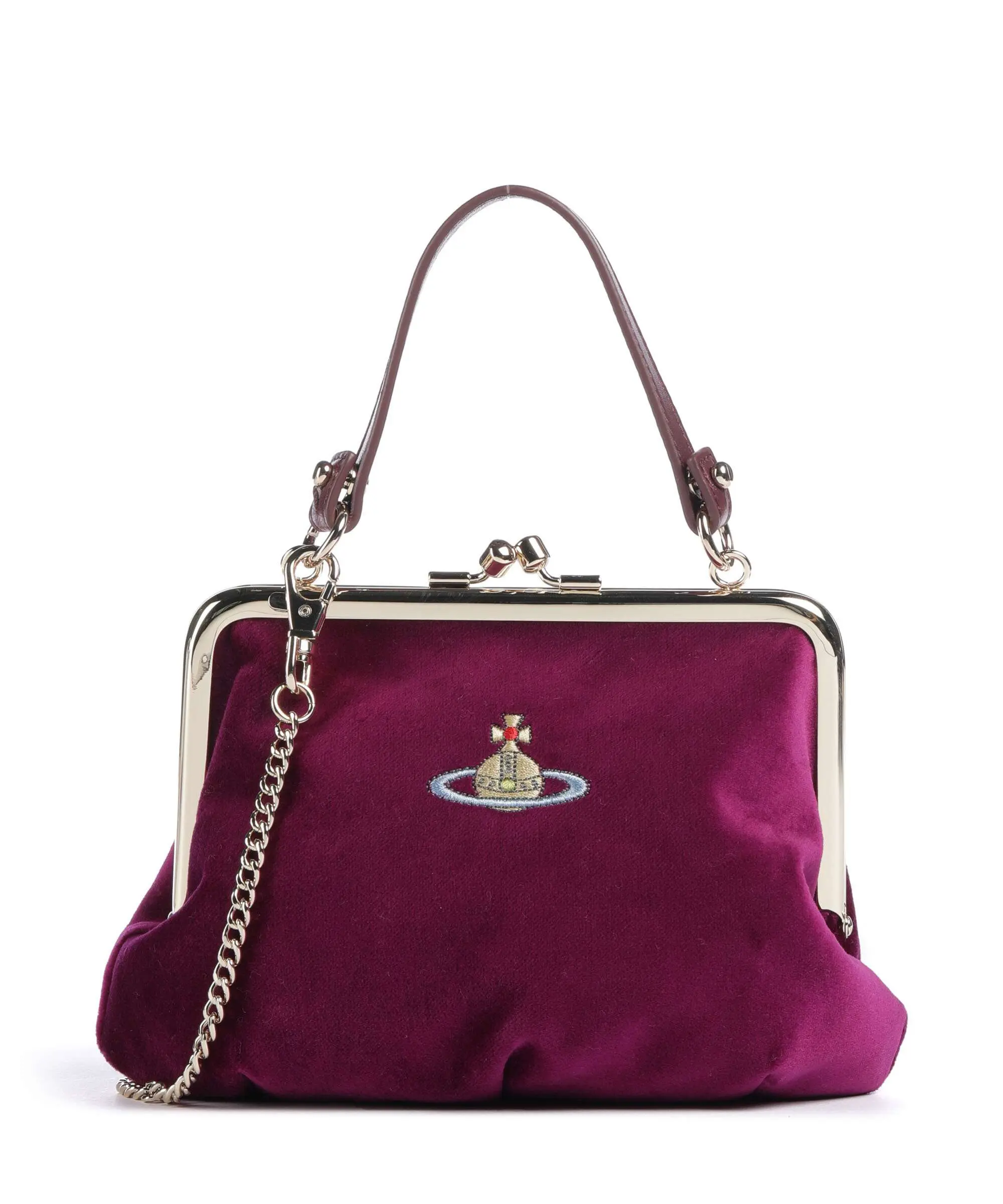 Genti de dama - Granny Velvet Frame Geantă crossbody din bumbac inbagaj