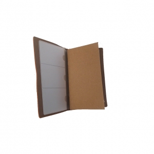 Agenda/Notebook Vintage A6 de calatorie cu coperta din Piele ecologica Maro Deschis [1]