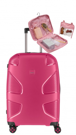 Set produse - Set Troler de cala mediu(M) Impackt + Geanta pentru cosmetice Heys Basic Roz