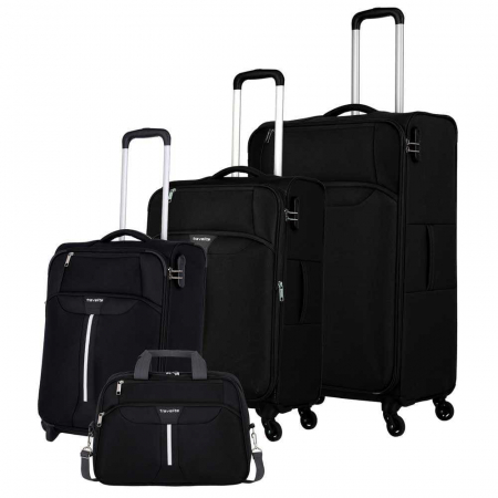 Set trolere Travelite Speedline 4 roti L/M extensibil/S/ Geanta de bord inclusa - Negru [0]