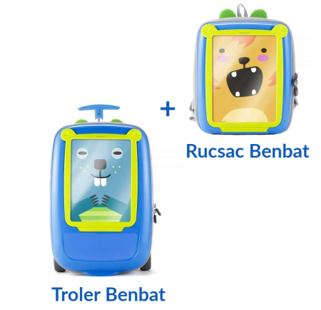 Bagaje pentru copii - SET Troler Benbat GoVinci Blue | Green + Rucsac