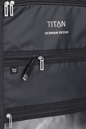 Troler de cabina - TITAN XENON 4 roti 55 cm (S) - Albastru/USB [16]
