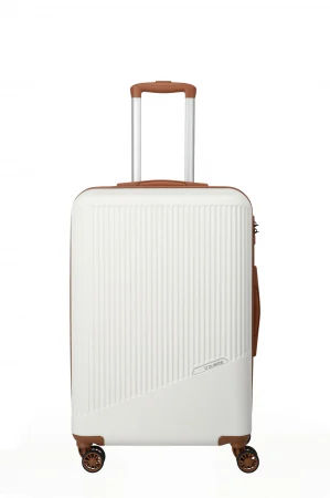 Trolere de cală medii - Troler de cala mediu (M) Travelite Bali, 4 roti, alb/maro Inbagaj