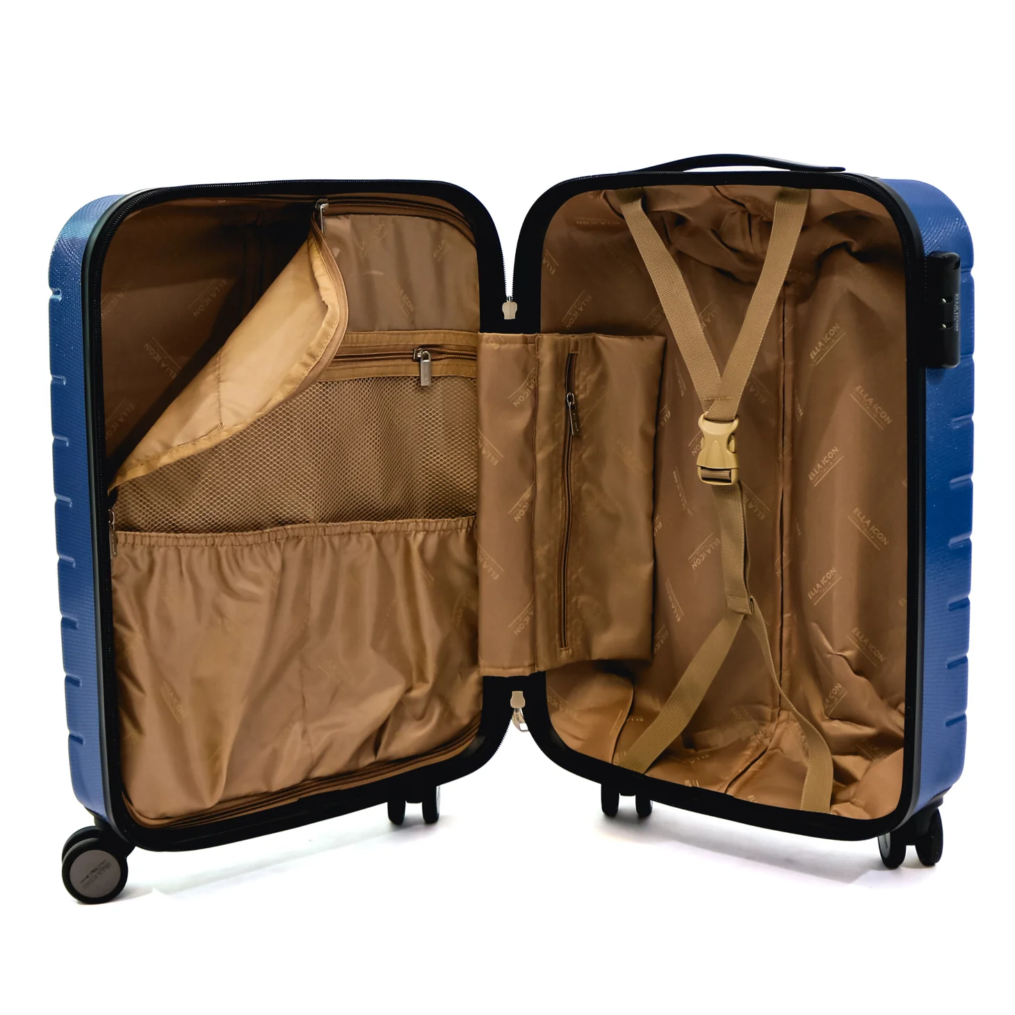 Troler Ella Icon Leaf cu 4 roti duble, ABS, 55x39x23 cm, Albastru [5]