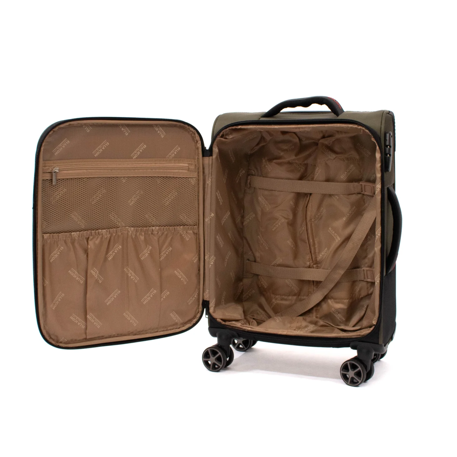 Troler Ella Icon Shadow cu 4 roti duble, Textil, 55x36x21 cm, Kaki [6]
