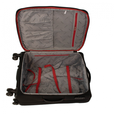 Troler de cala mare(L) Lamonza Smiley 79x46x28 cm, 3.8 kg, expandabil 30%, negru/rosu [10]