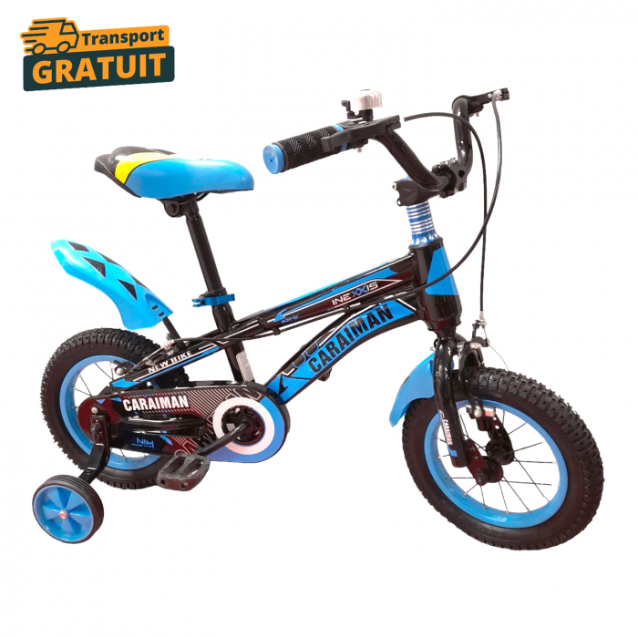 Bicicletă Fulger by Caraiman, cu roți ajutătoare, roți 12 sau 14 inch, cadru oțel, albastră, BC22 [1]