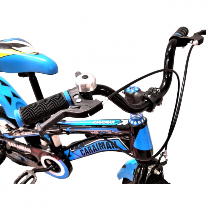 Bicicletă Fulger by Caraiman, cu roți ajutătoare, roți 12 sau 14 inch, cadru oțel, albastră, BC22 [2]