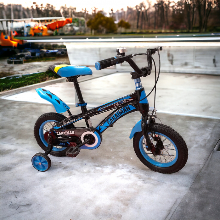 Bicicletă Fulger by Caraiman, cu roți ajutătoare, roți 12 sau 14 inch, cadru oțel, albastră, BC22 [5]