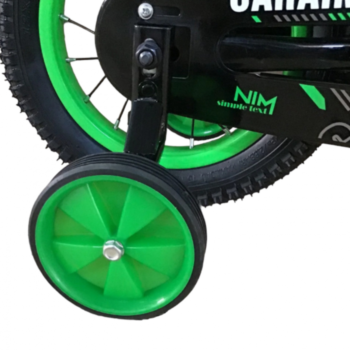 Bicicletă Fulger by Caraiman, cu roți ajutătoare, roți 12 sau 14 inch, cadru oțel, verde, BC23 [4]