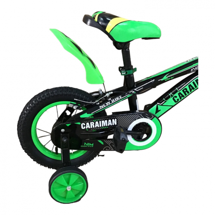 Bicicletă Fulger by Caraiman, cu roți ajutătoare, roți 12 sau 14 inch, cadru oțel, verde, BC23 [2]