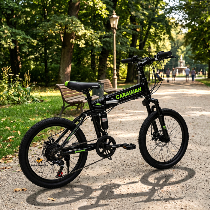 Bicicletă Caraiman, pliabilă, roți 20 inch, cu dublă suspensie, frâne pe disc, verde [3]