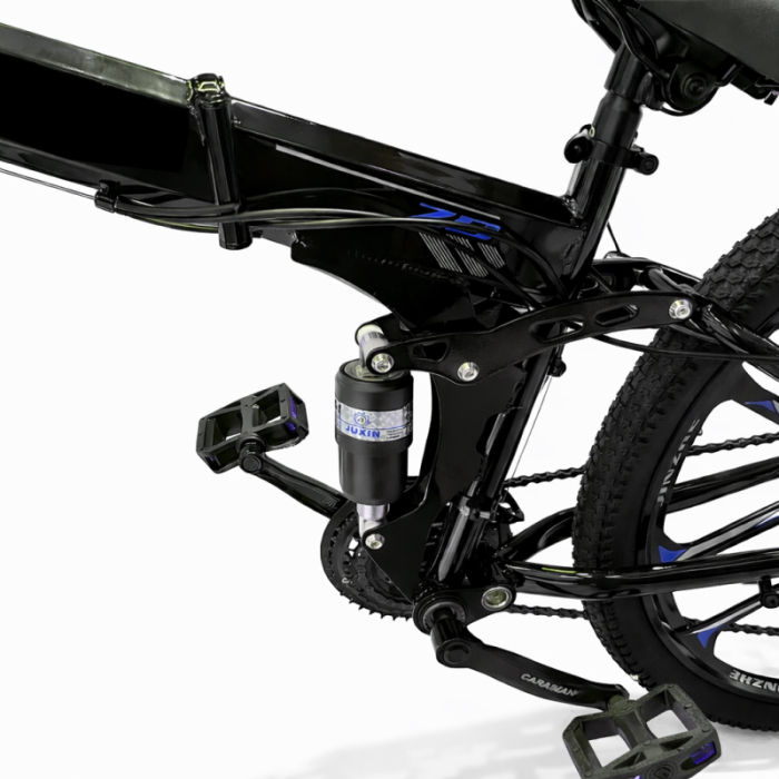 Bicicletă Caraiman, pliabilă, roți 26 inch, cu dublă suspensie, frâne pe disc, albastră [4]