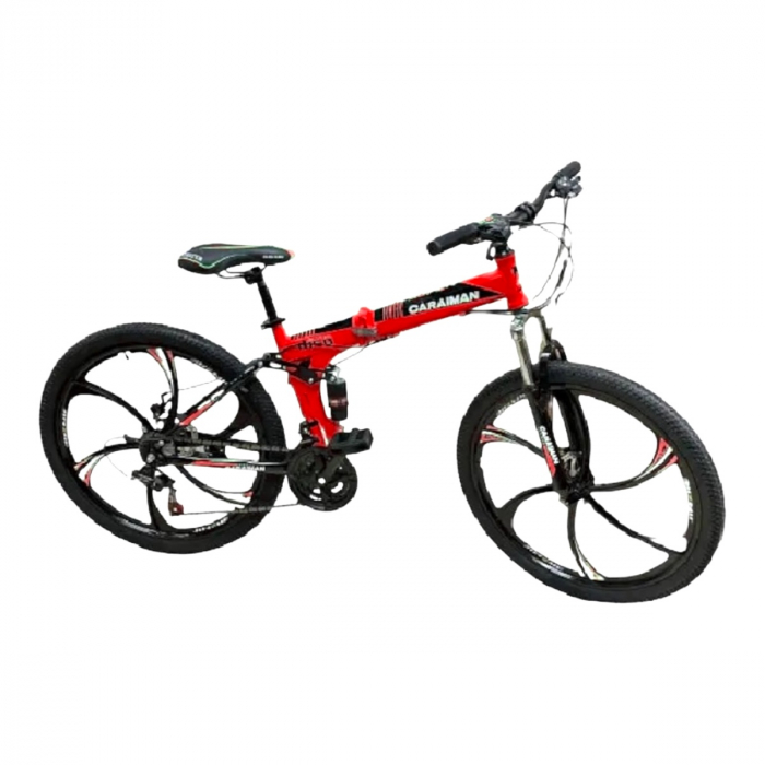 Bicicletă Caraiman, pliabilă, roți 26 inch, cu dublă suspensie, frâne pe disc, roșie, BC62 [3]