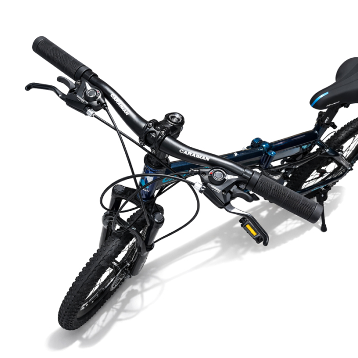 Bicicletă Caraiman, pliabilă, roți 20 inch, cu dublă suspensie, frâne pe disc, albastră [5]