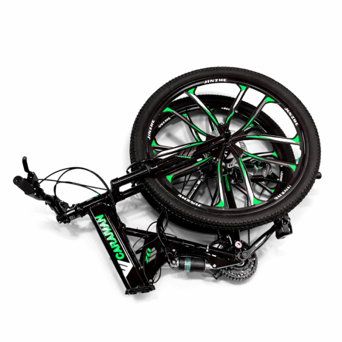Bicicletă Caraiman, pliabilă, roți 26 inch, cu dublă suspensie, frâne pe disc, verde [3]