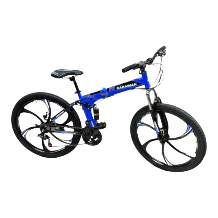 Bicicletă Caraiman, pliabilă, roți 26 inch, cu dublă suspensie, frâne pe disc, albastră, BC61 [2]