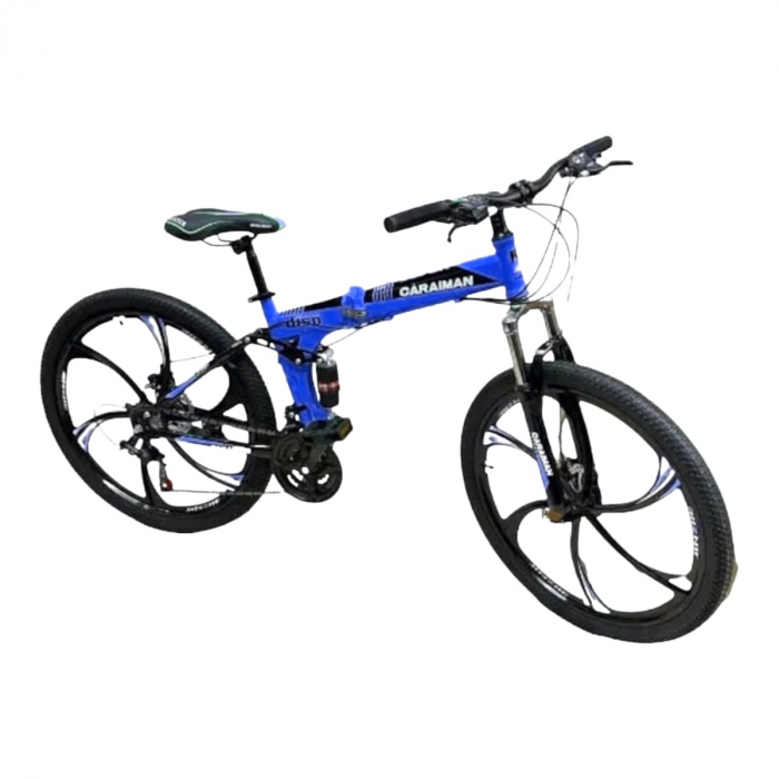 Bicicletă Caraiman, pliabilă, roți 26 inch, cu dublă suspensie, frâne pe disc, albastră, BC61 [3]
