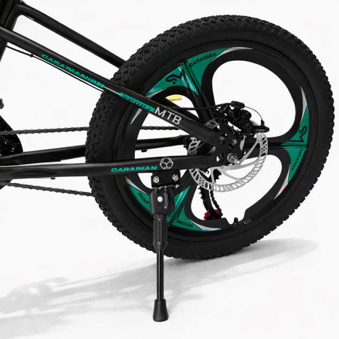 Bicicletă Caraiman, roți 20 inch, cadru oțel, frâne pe disc, negru cu verde [3]