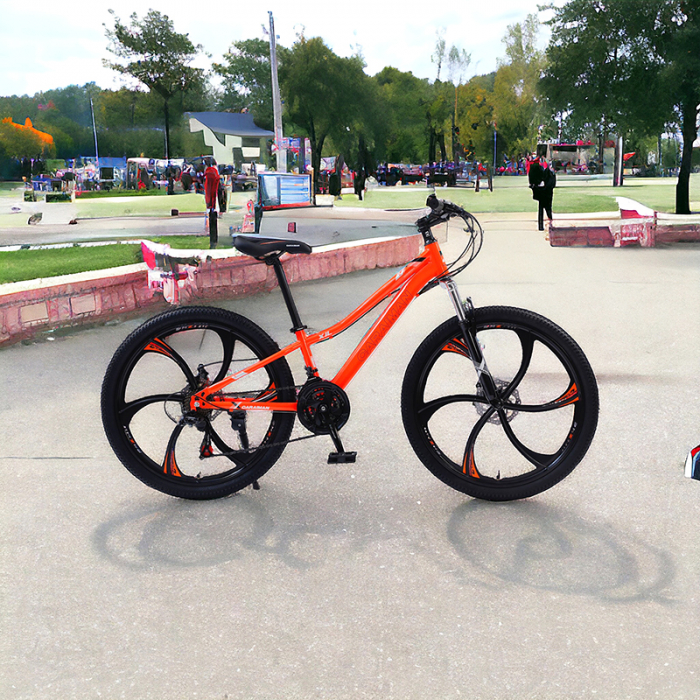 Bicicletă Caraiman, roți 24 sau 26 inch, cadru oțel, frâne pe disc, portocalie, BC24 [6]
