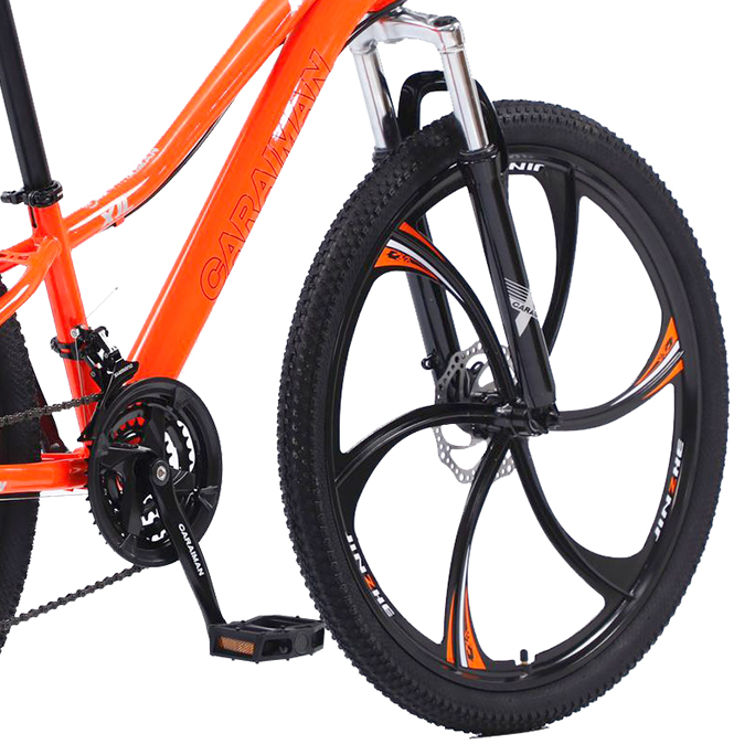 Bicicletă Caraiman, roți 24 sau 26 inch, cadru oțel, frâne pe disc, portocalie, BC24 [4]