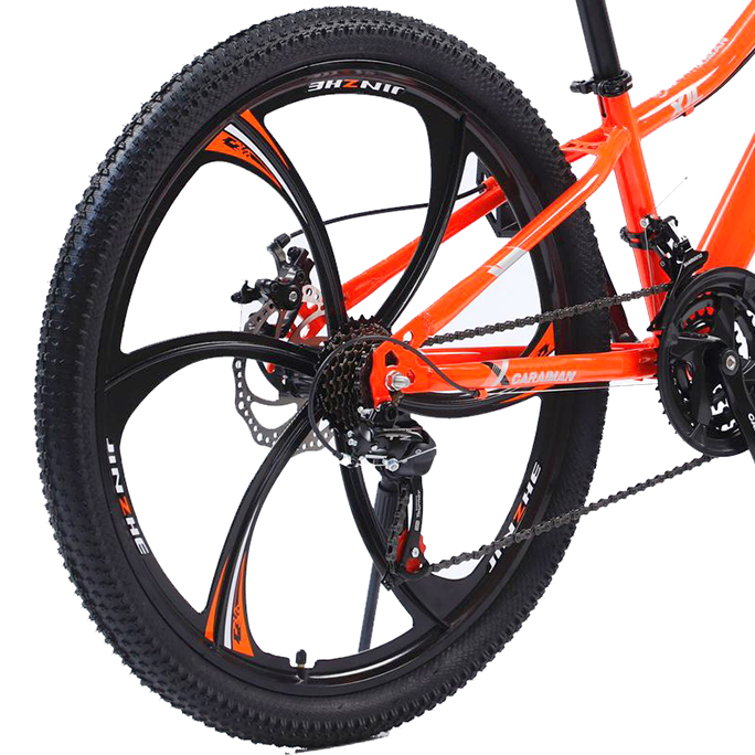 Bicicletă Caraiman, roți 24 sau 26 inch, cadru oțel, frâne pe disc, portocalie, BC24 [3]