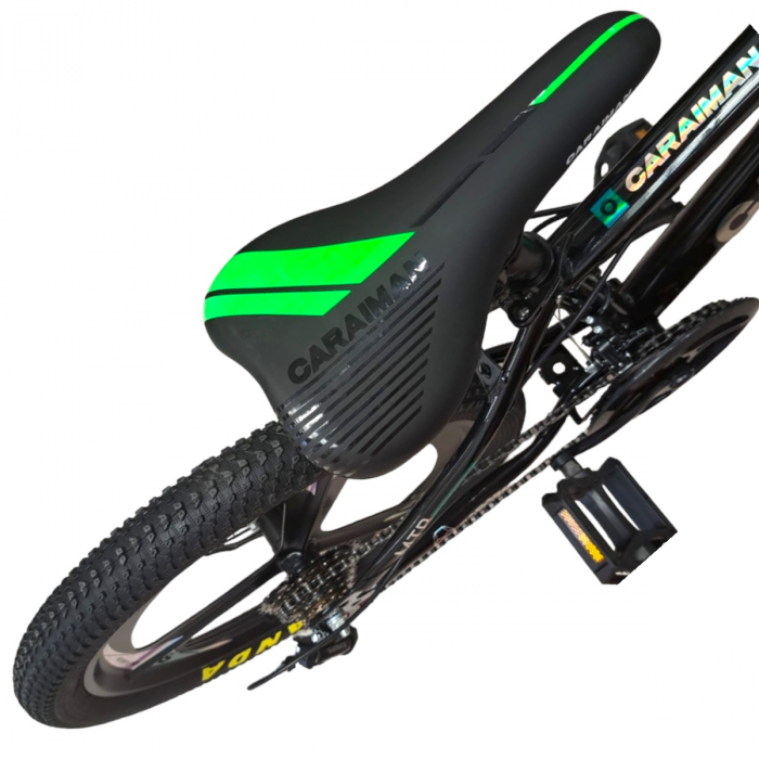 Bicicletă Caraiman, roți 20 inch, cadru oțel, frâne pe disc, negru cu verde [6]