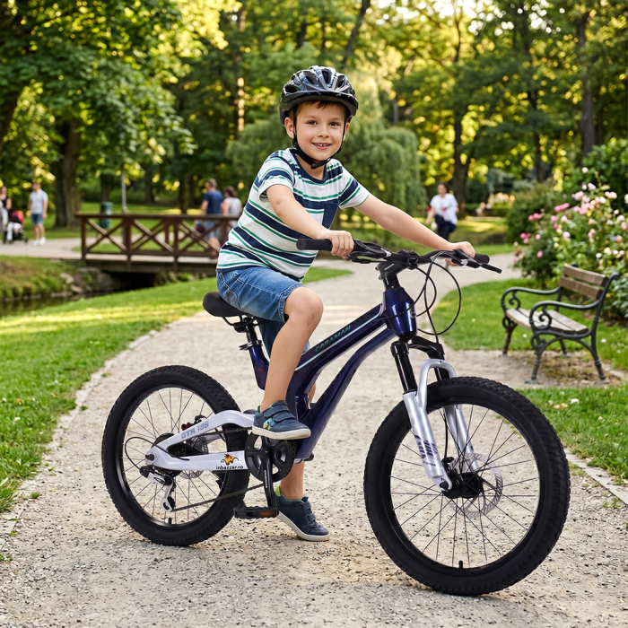 Bicicletă Caraiman, roți 20 inch, cu dublă suspensie, frâne pe disc, albastră [3]