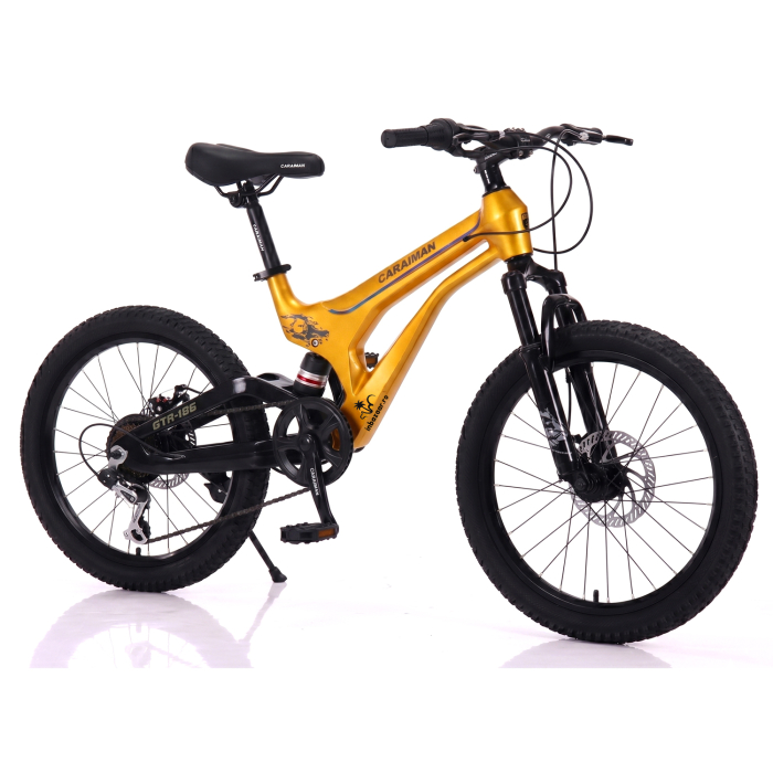 Bicicletă Caraiman, roți 20 inch, cu dublă suspensie, frâne pe disc, aurie [7]