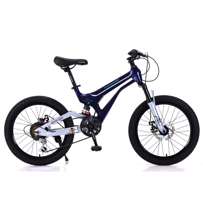 Bicicletă Caraiman, roți 20 inch, cu dublă suspensie, frâne pe disc, albastră [7]