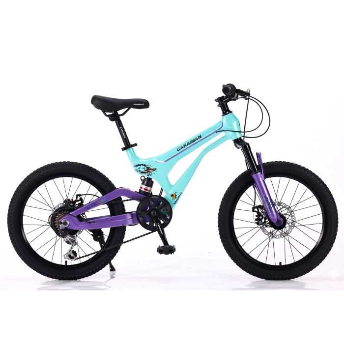 Bicicletă Caraiman, roți 20 inch, cu dublă suspensie, frâne pe disc, turcoaz [7]
