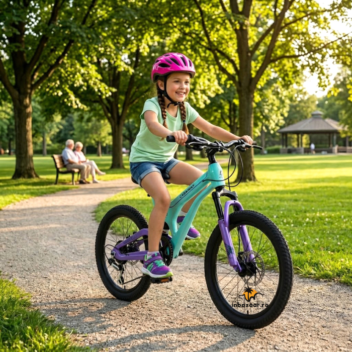 Bicicletă Caraiman, roți 20 inch, cu dublă suspensie, frâne pe disc, turcoaz [3]