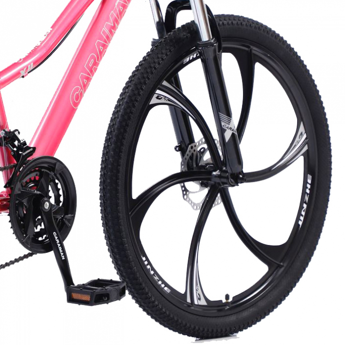 Bicicletă Caraiman, roți 24 sau 26 inch, cadru oțel, frâne pe disc, roz, BC25 [4]