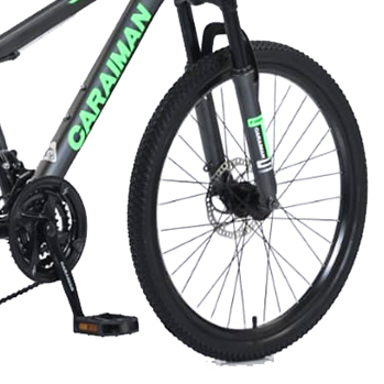 Bicicletă Caraiman, roți 26 inch, cadru oțel, frâne pe disc, negru cu verde, BC38 [3]