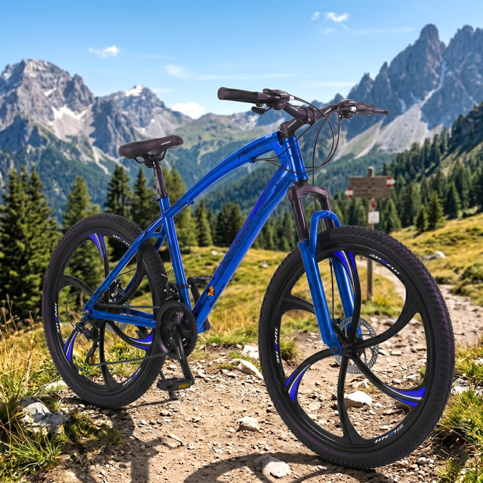 Bicicletă Caraiman, roți 26 inch, cadru oțel, frâne pe disc, bleumarin, BC125 [8]