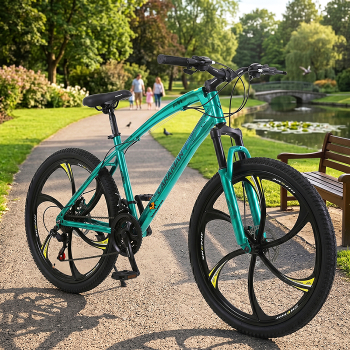 Bicicletă Caraiman, roți 26 inch, cadru oțel, frâne pe disc, turcoaz, BC123 [8]