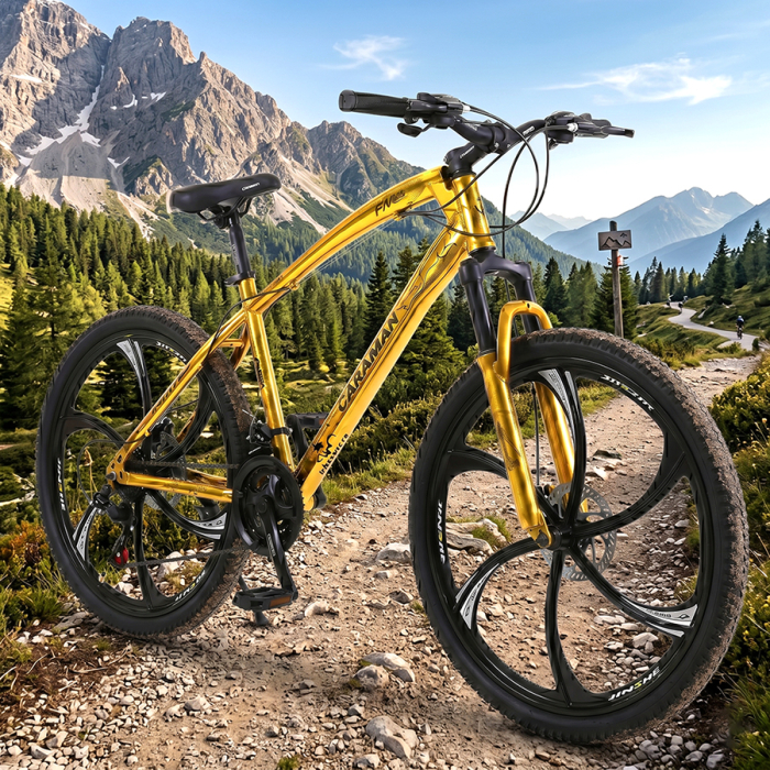 Bicicletă Caraiman, roți 26 inch, cadru oțel, frâne pe disc, aurie, BC124 [8]