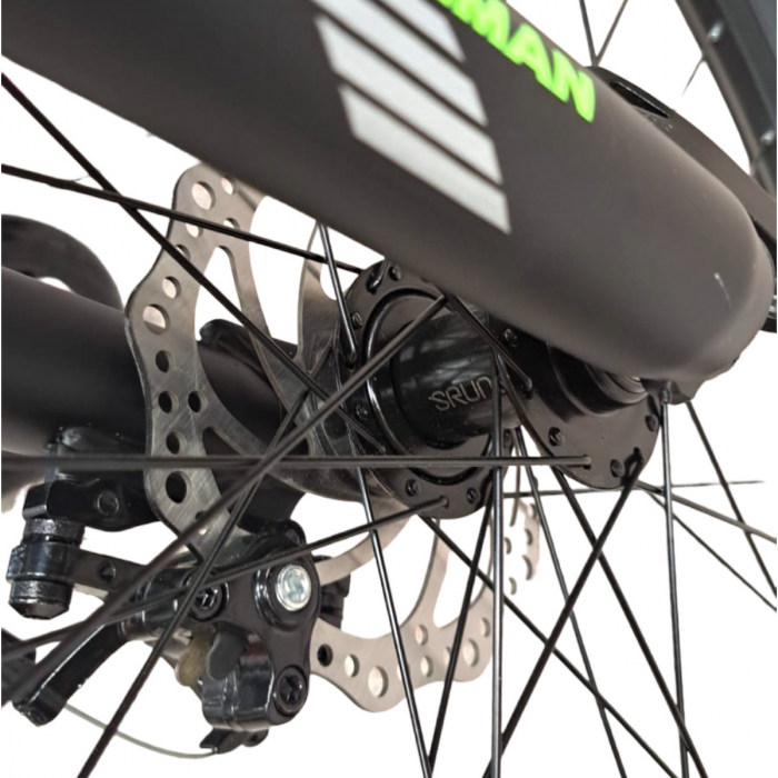 Bicicletă Caraiman, roți 24 sau 26 inch, cu dublă suspensie, frâne pe disc, negru cu verde, BC78 [5]